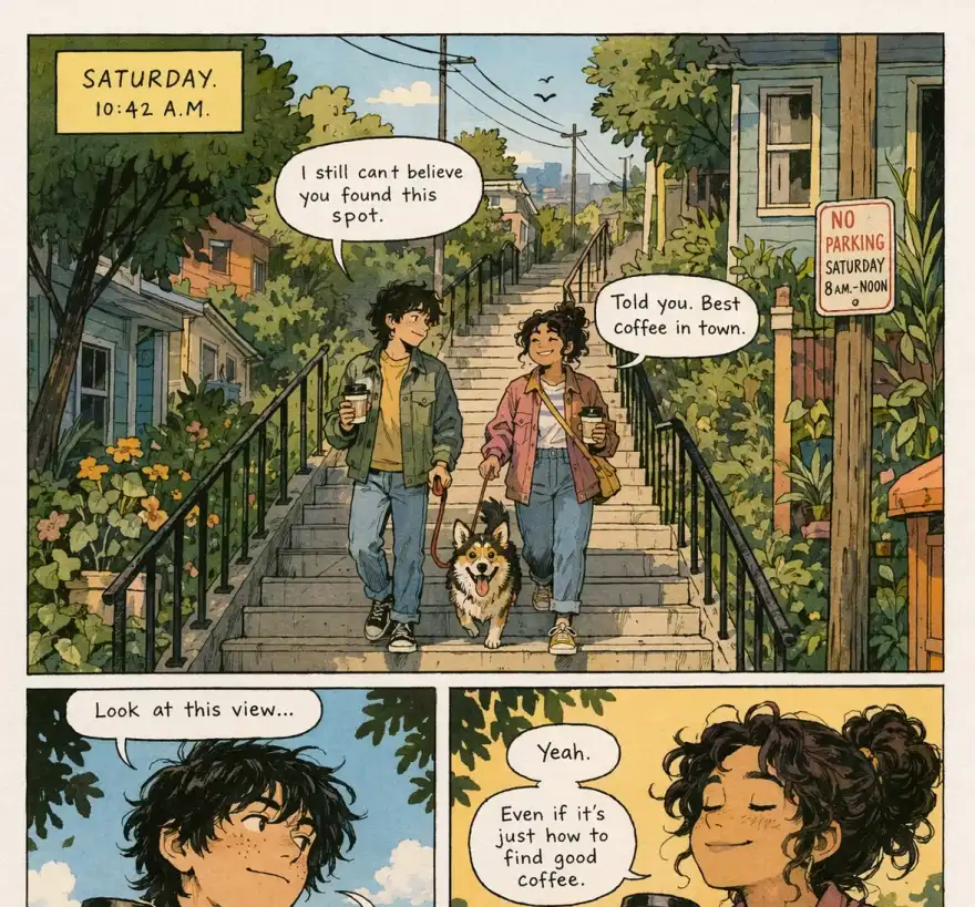 A comic page with characters kept consistent across multiple panels by GPT Image 2