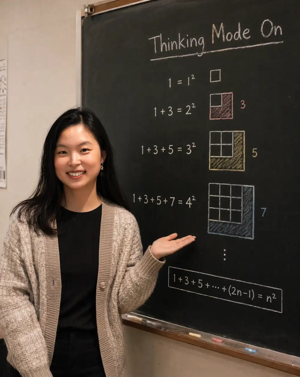 GPT Image 2's thinking mode reasoning through a problem on a chalkboard