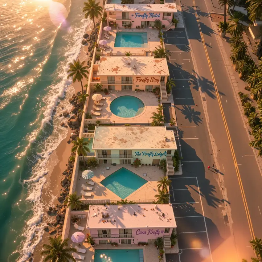Photorealistic aerial view of a coastline resort generated by GPT Image 2