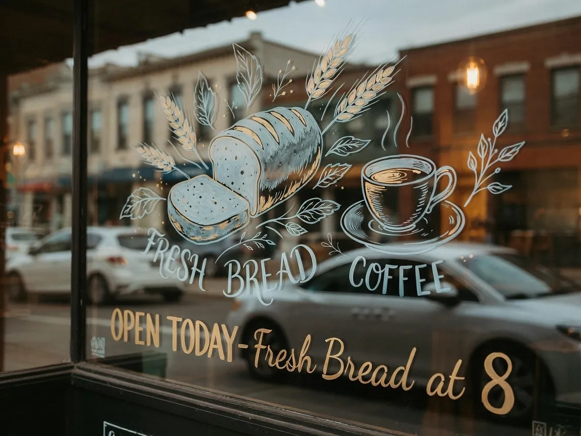 Hand-painted shop window lettering generated with Grok Imagine