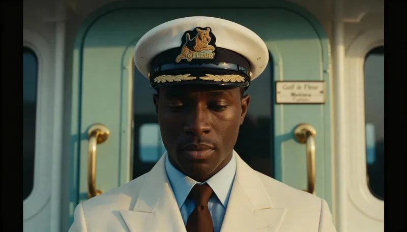 Golf le Fleur campaign frame, a ship's steward in a captain's hat