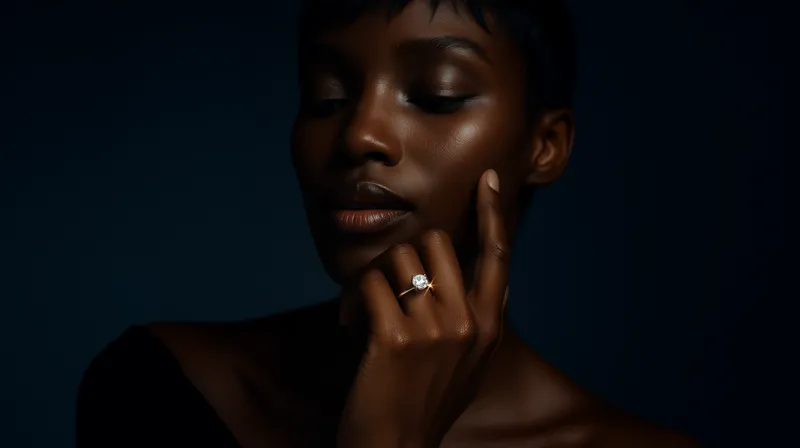 Close-up beauty shot of a woman wearing a diamond ring